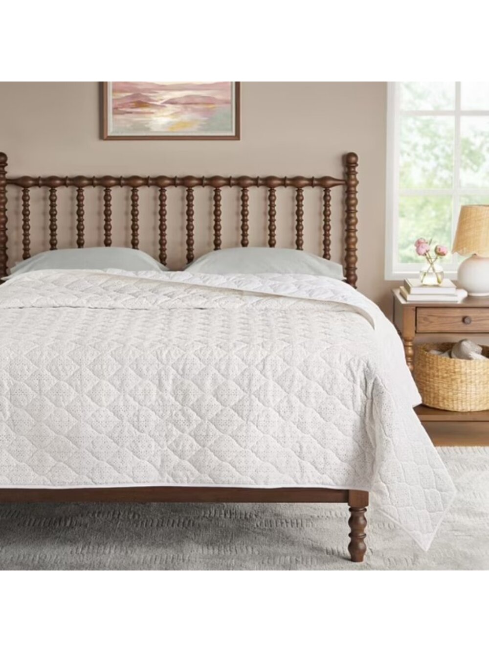 The Pioneer Woman Home Off-White Cottage Eloise Floral 100% Poly Velvet Quilt